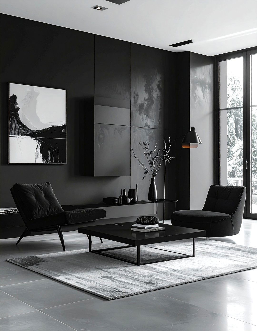 Minimalist Black Living Room - 30 black living room ideas
