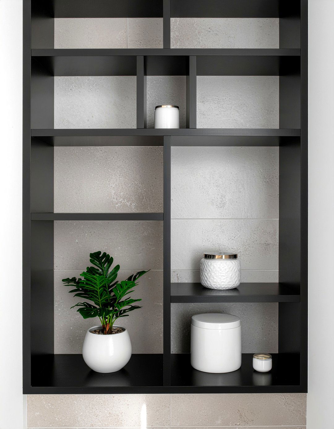 Minimalist Black Shelf - 30 bathroom shelf ideas