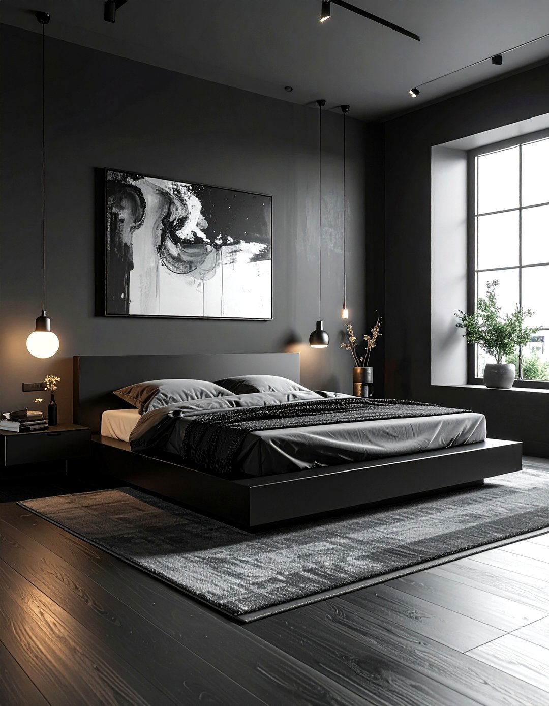 Minimalist Black Space - 30 contemporary black bedroom ideas