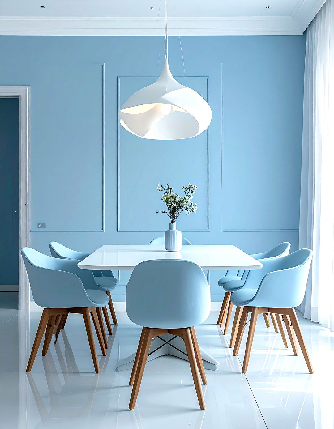 Minimalist Blue Dining Room - 30 light blue dining room ideas