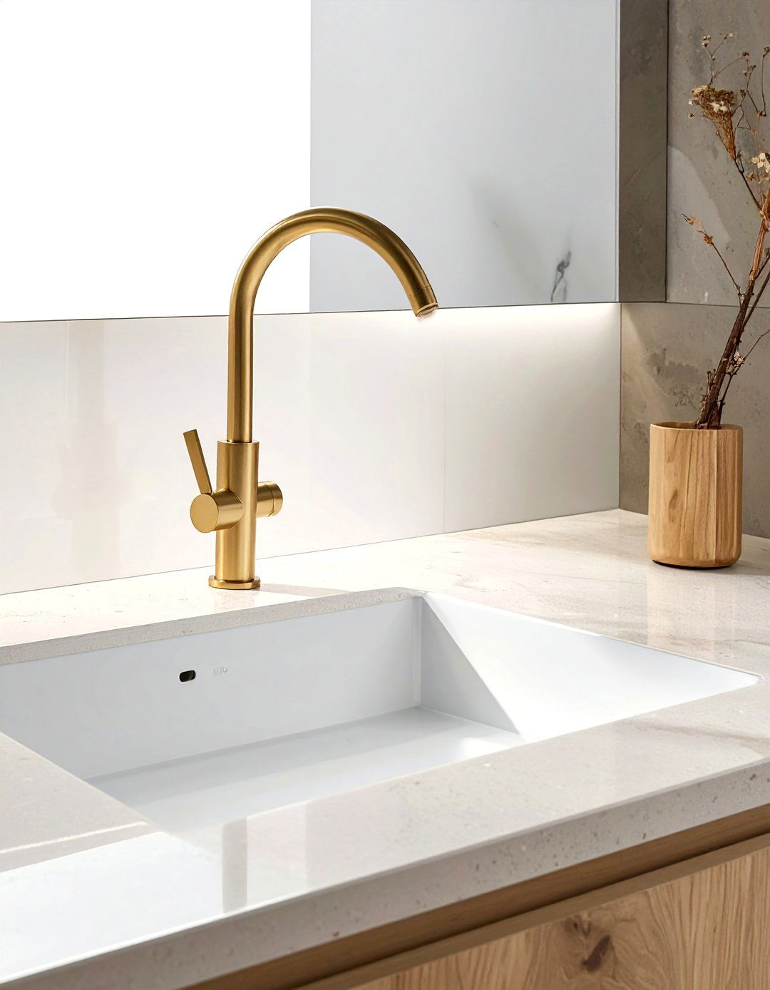 Minimalist Brass Deck Mount Faucet - 30 brass faucet ideas