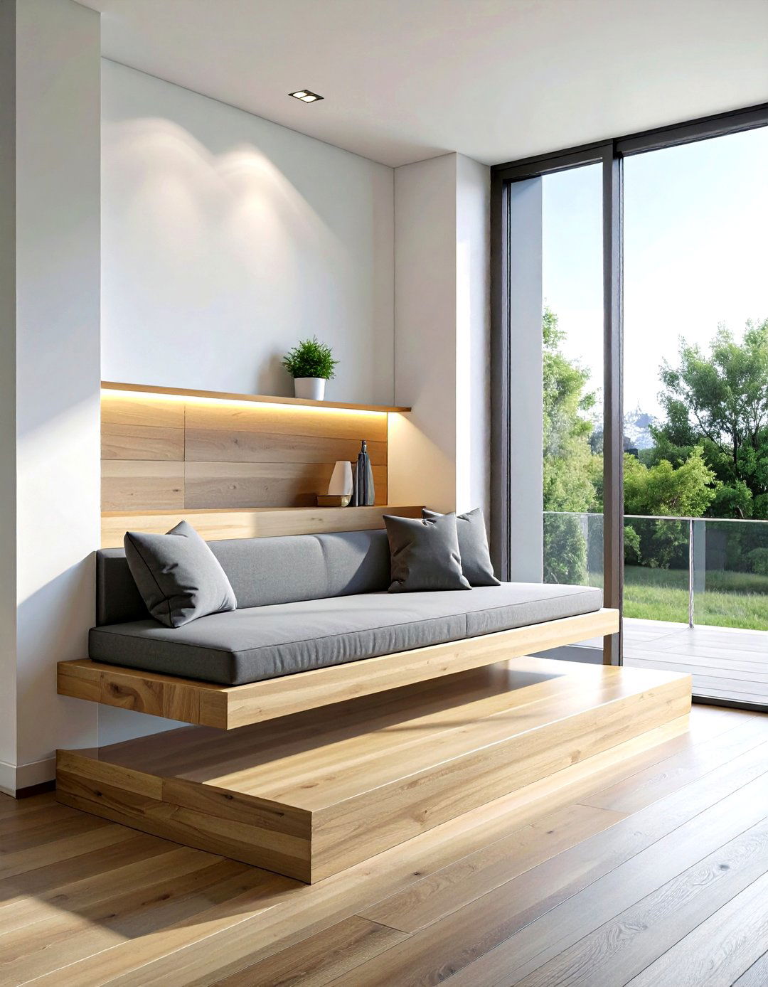 Minimalist Built In Bench - 30 living room window seat ideas