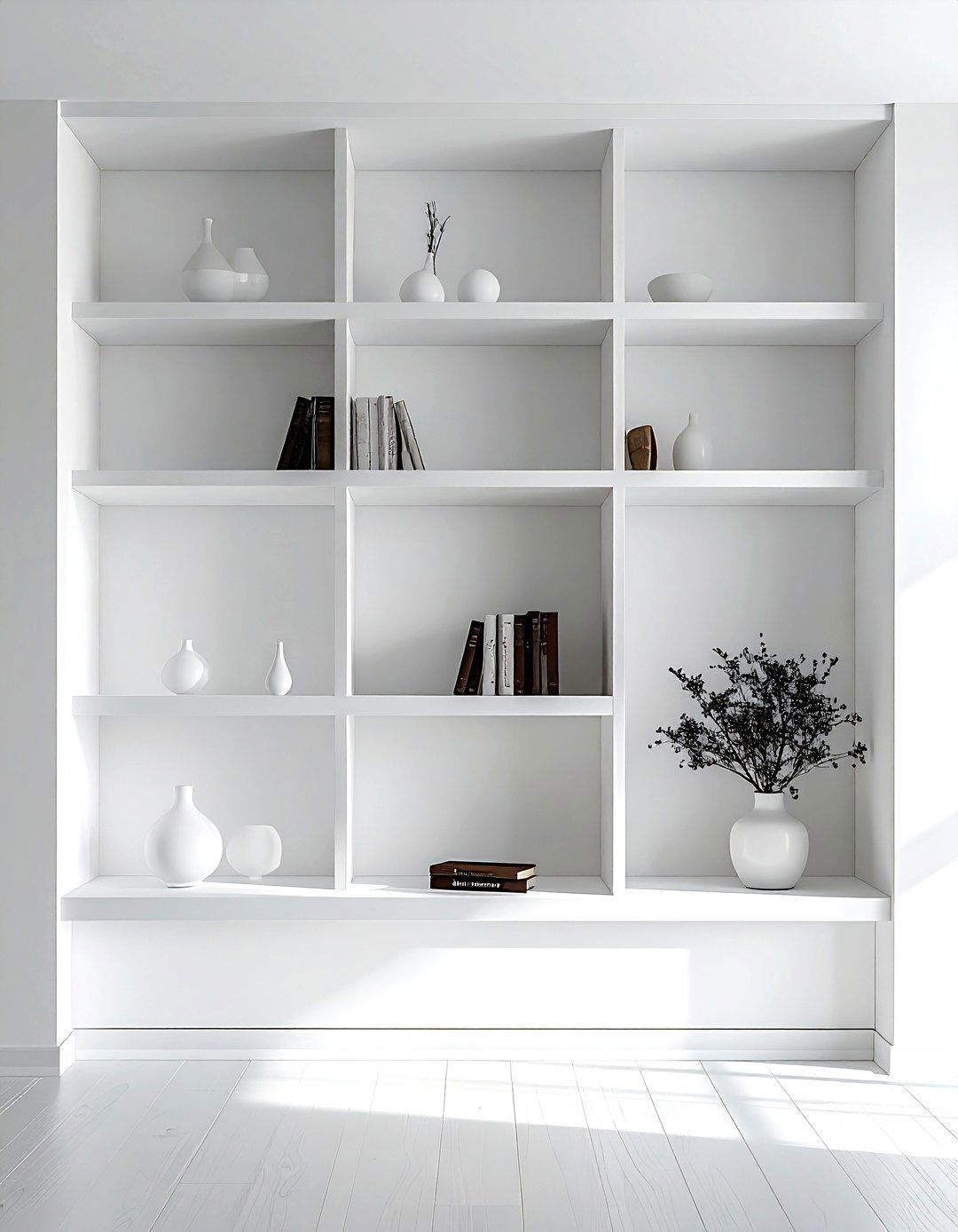 Minimalist Built In Shelves - 30 soft minimalist living room ideas