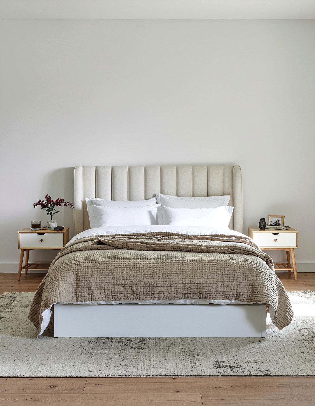 Minimalist Channel Tufted Headboard - 30 bedroom channel tufted headboards