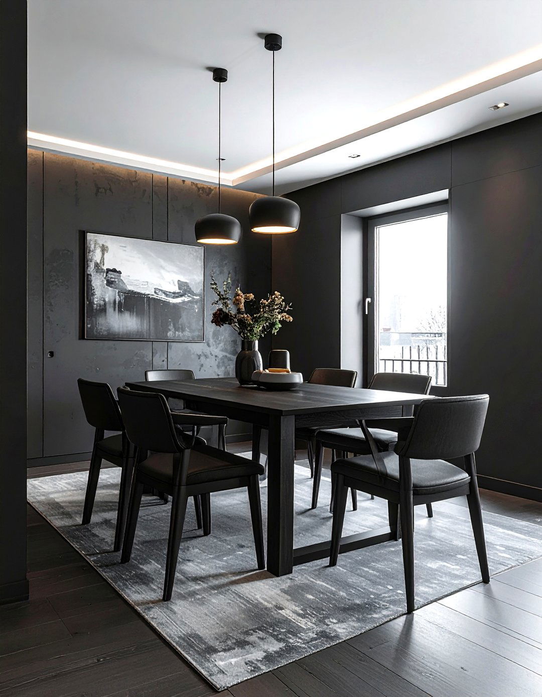 Minimalist Charcoal Dining Area - 30 dark charcoal dining room ideas