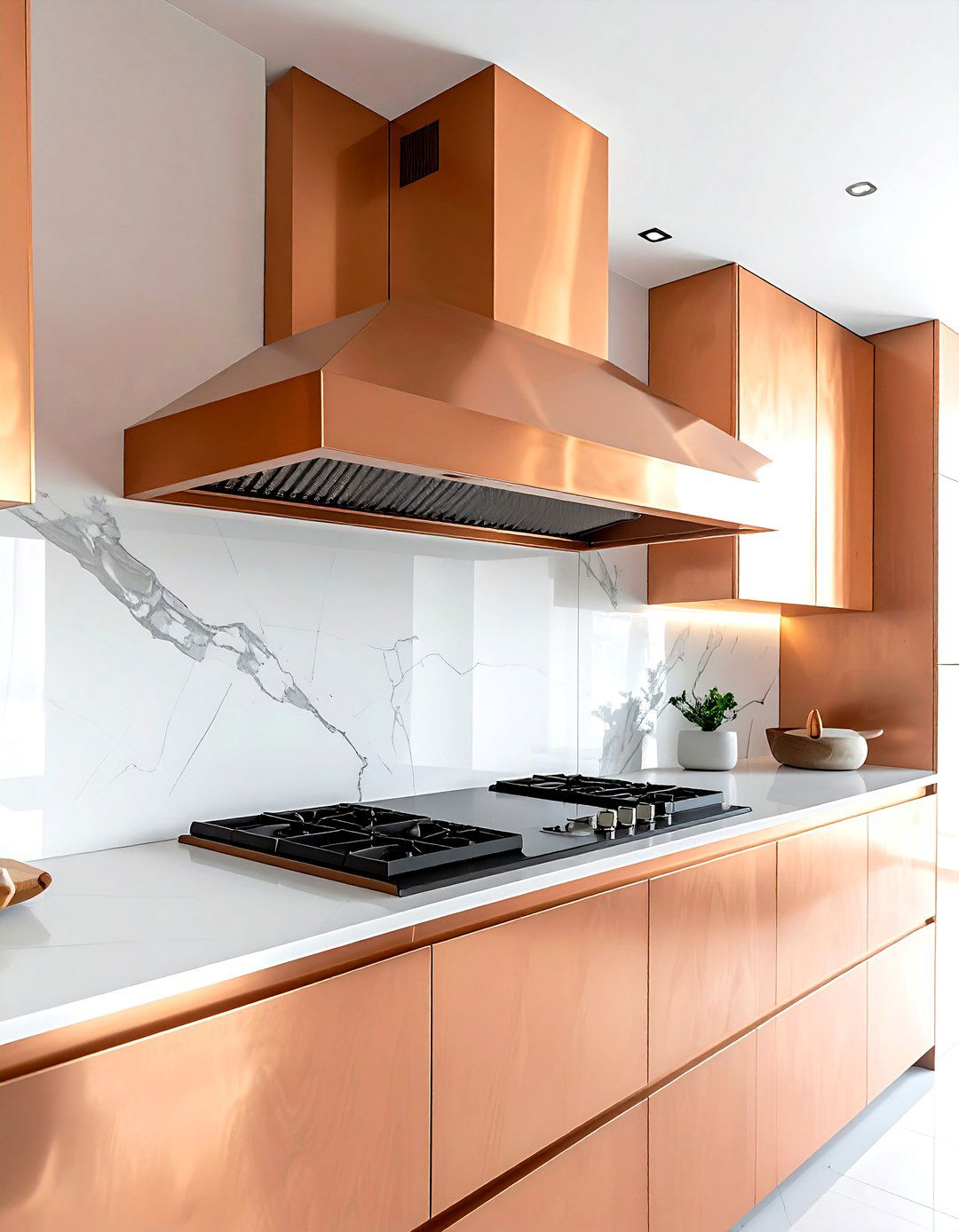 Minimalist Copper Vent Hood - 30 copper hood kitchen ideas
