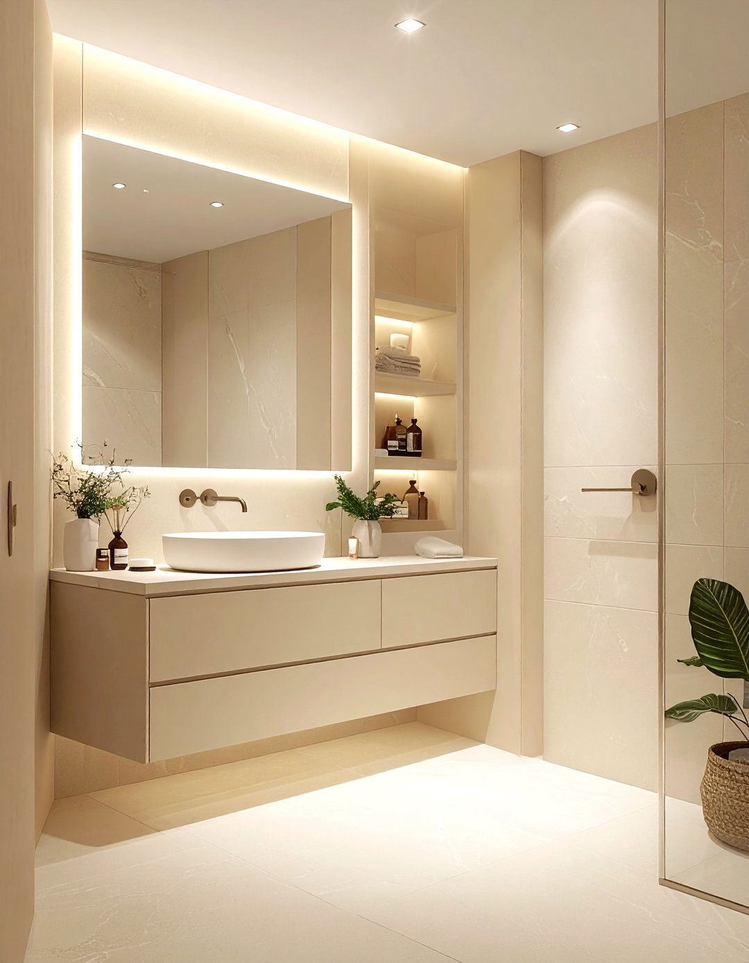 Minimalist Cream Bathroom - 30 cream bathroom decor ideas