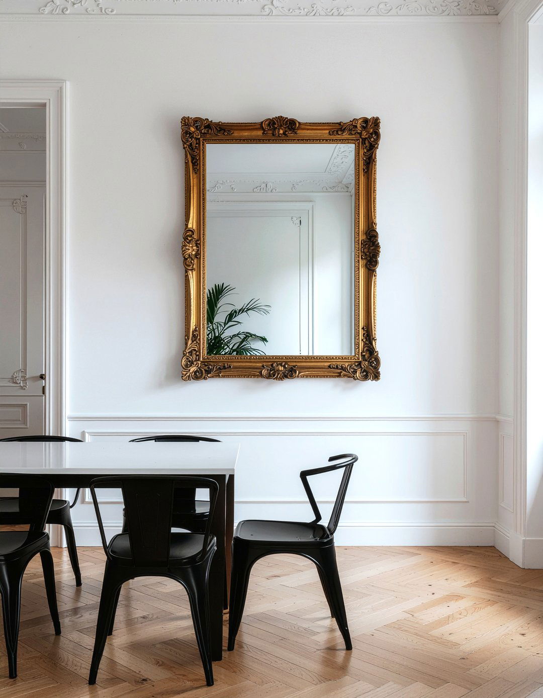 Minimalist Dining Room With One Large Ornate Mirror - 30 ornate mirror dining room ideas