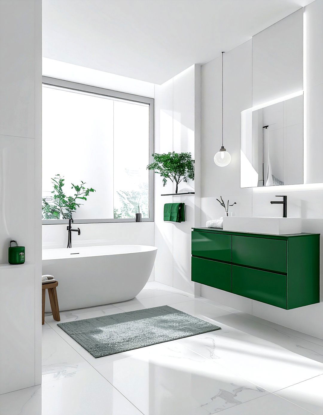 Minimalist Emerald Green Bathroom - 30 emerald and white bathroom ideas