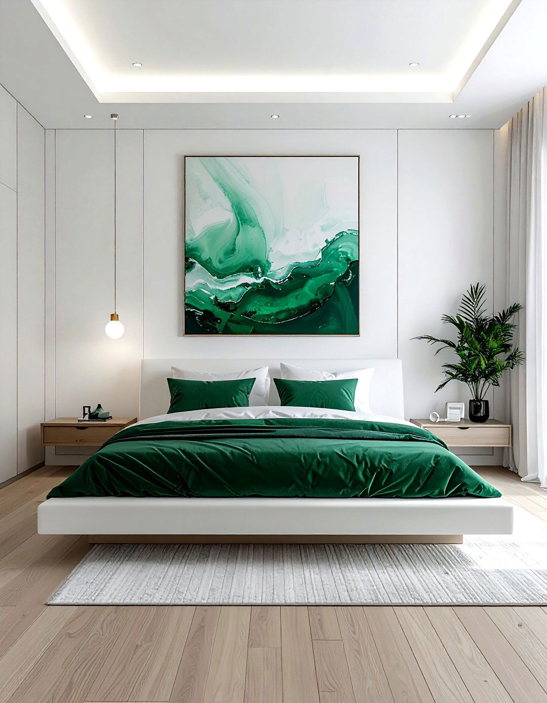 Minimalist Emerald White Bedroom - 30 emerald and white bedroom ideas