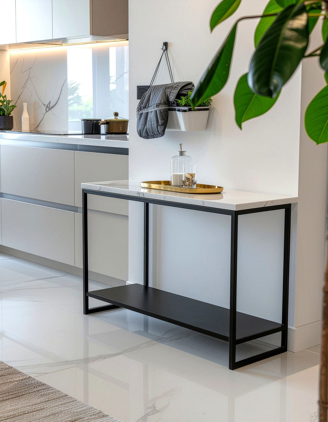 Minimalist Entry Console - 30 kitchen drop zone ideas