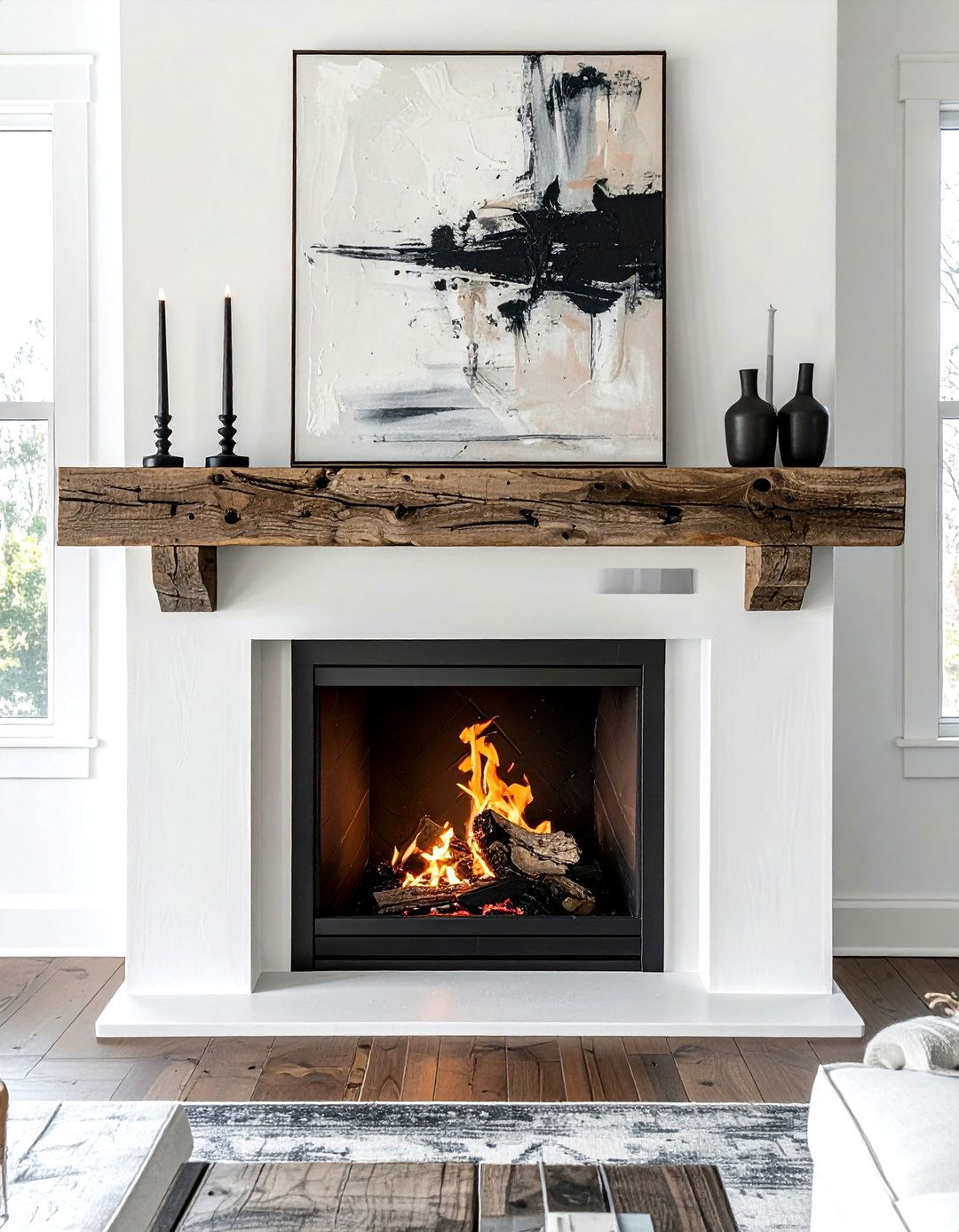 Minimalist Fireplace Mantel - 30 transitional home decor ideas