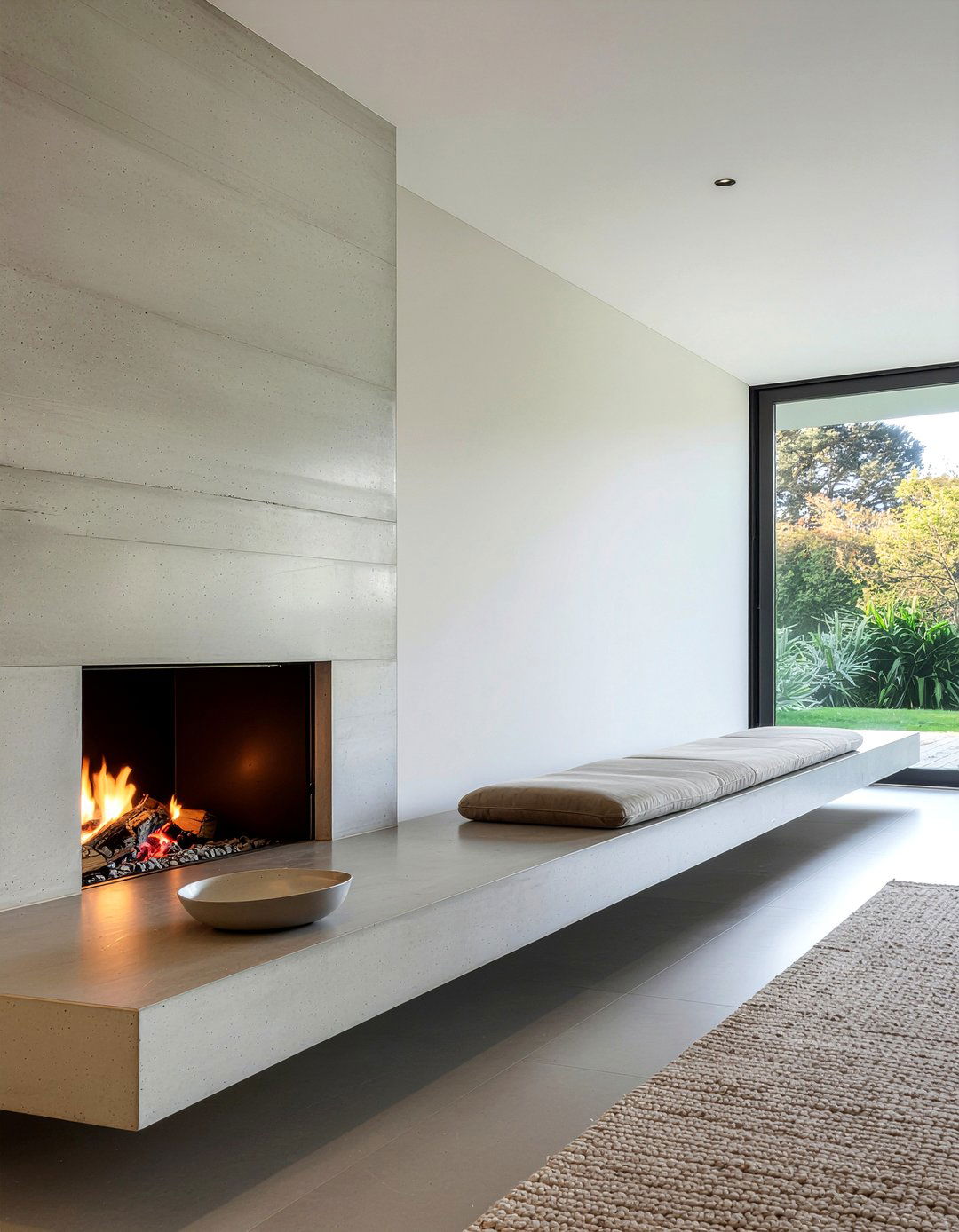 Minimalist Fireplace With Bench - 30 living room linear fireplace ideas