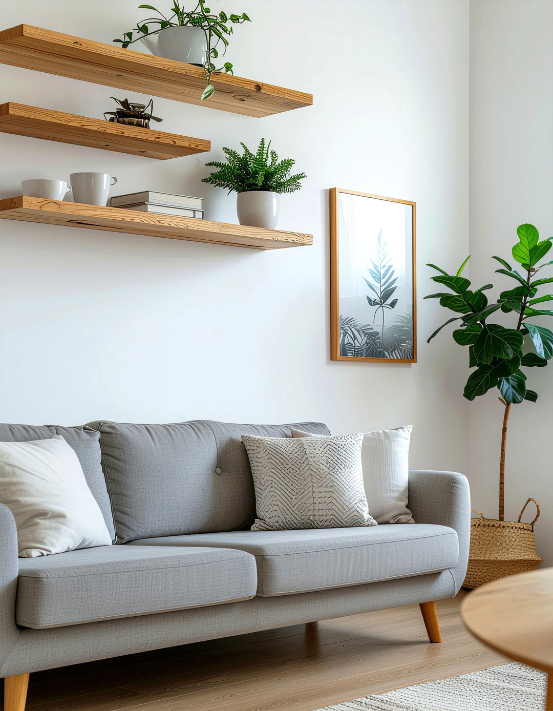 Minimalist Floating Shelves - 30 living room anchor piece ideas