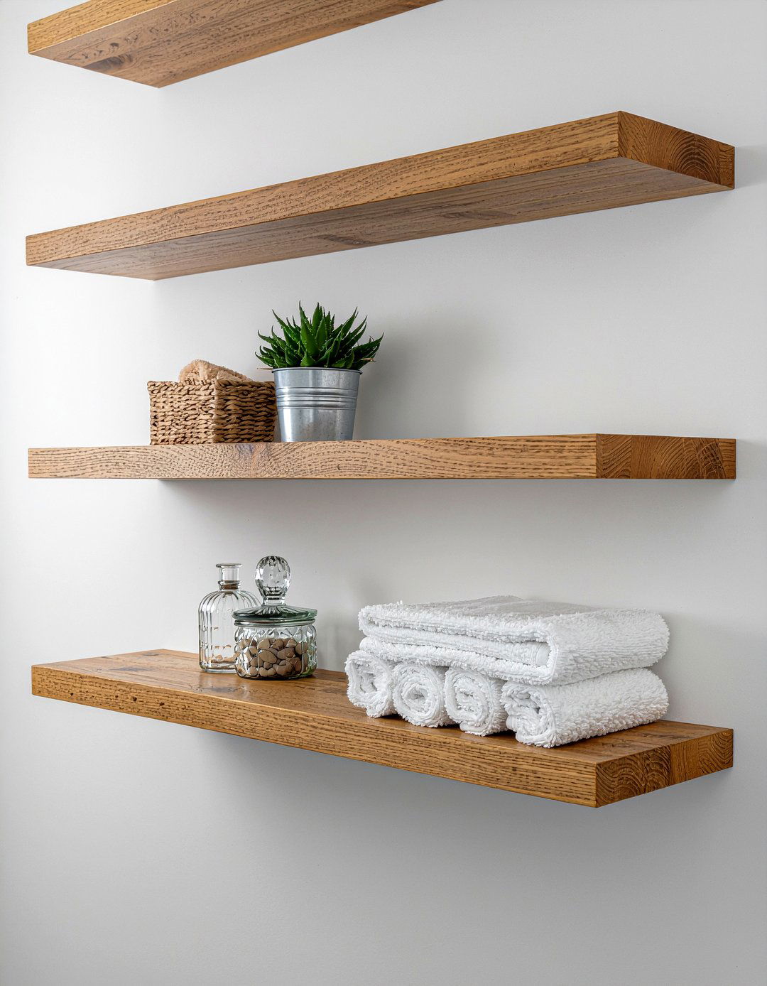 Minimalist Floating Shelves - 30 full bathroom remodel ideas