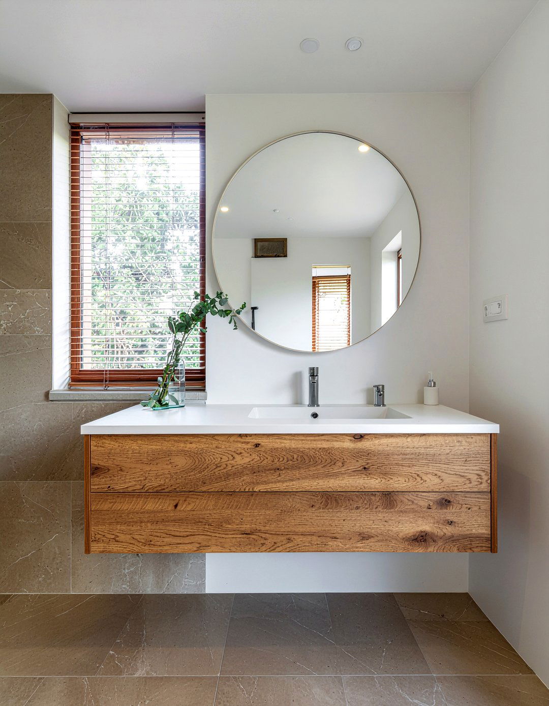 Minimalist Floating Vanity - 30 rustic modern bathroom ideas