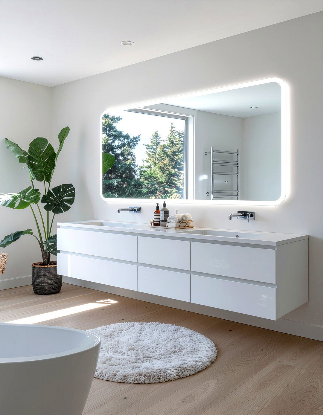 Minimalist Frameless LED Mirror - 30 LED bathroom mirror ideas