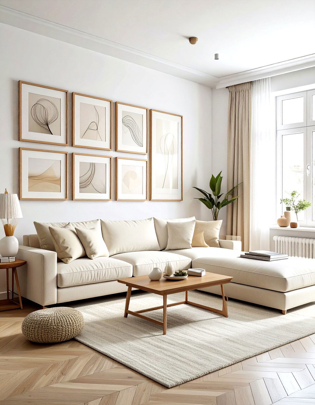 Minimalist Gallery Wall Living Room - 30 minimalist cream living room ideas