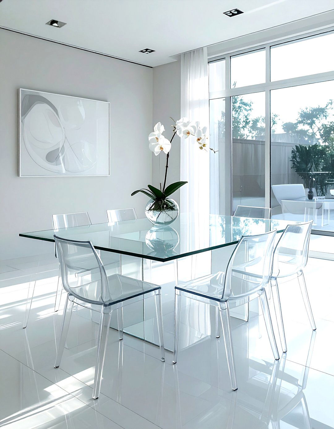 Minimalist Glass Dining Area - 30 glass dining room ideas
