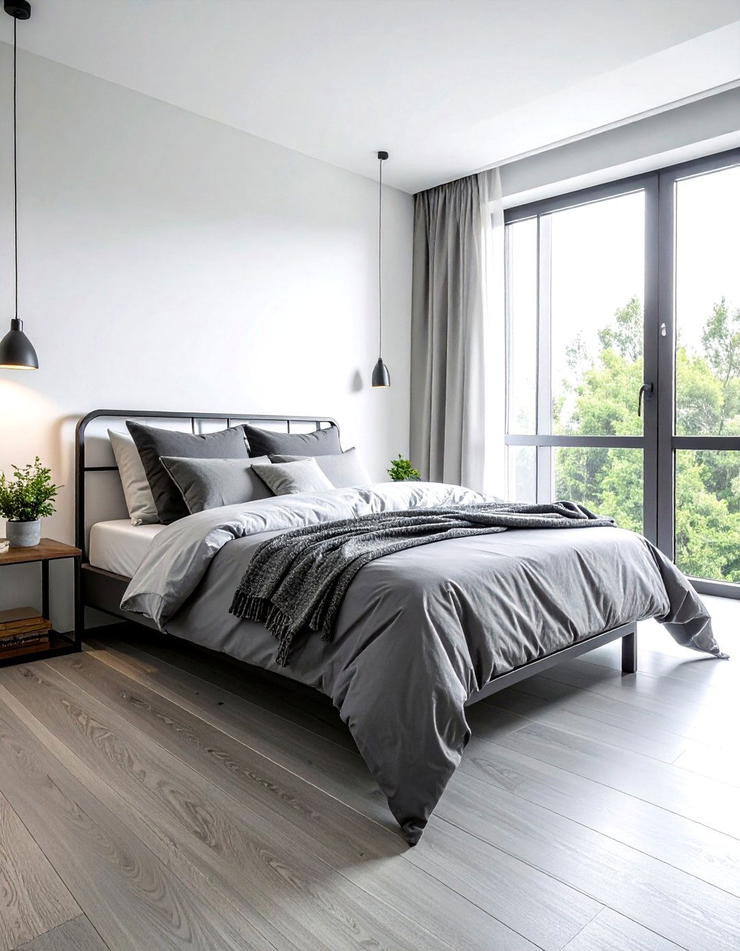 Minimalist Gray Bedding - 30 industrial gray bedroom ideas