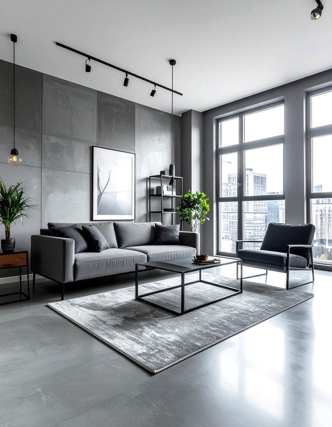 Minimalist Gray Industrial Apartment - 30 industrial gray living room ideas