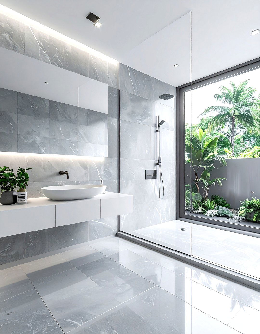 Minimalist Gray Stone Tile - 30 bathroom floor design ideas