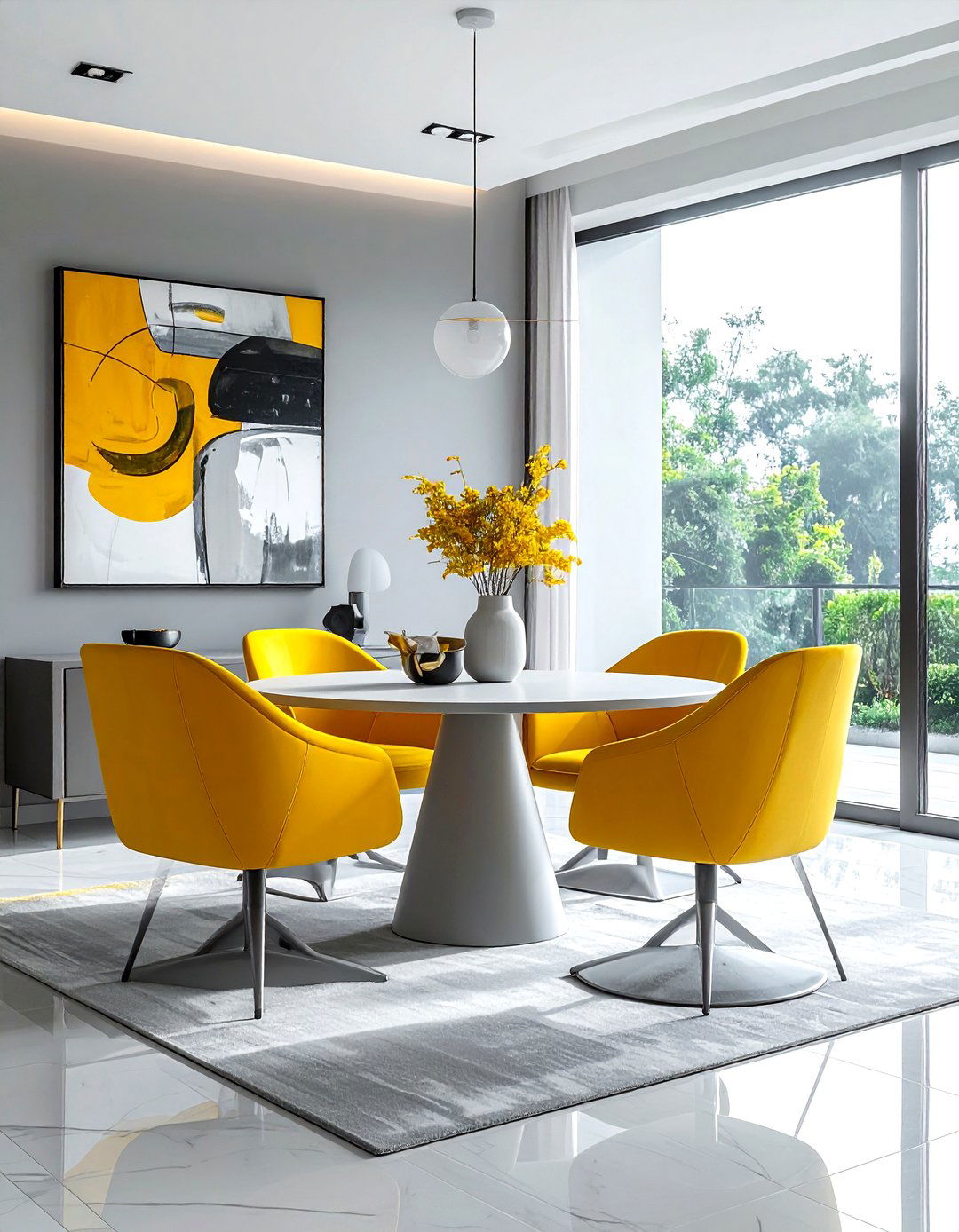 Minimalist Gray Yellow Dining Area - 30 gray yellow dining room ideas