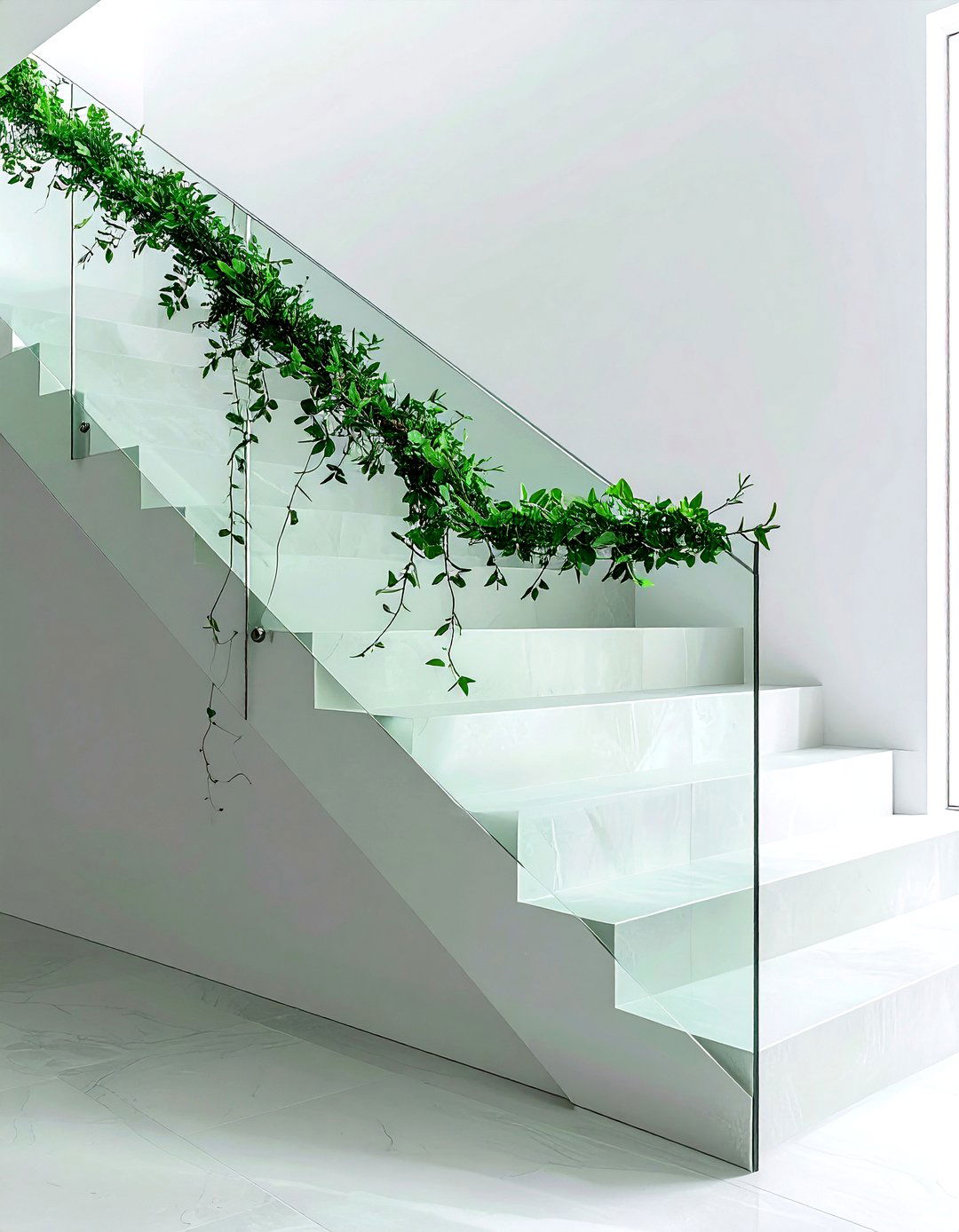 Minimalist Greenery Banister - 30 banister decor ideas