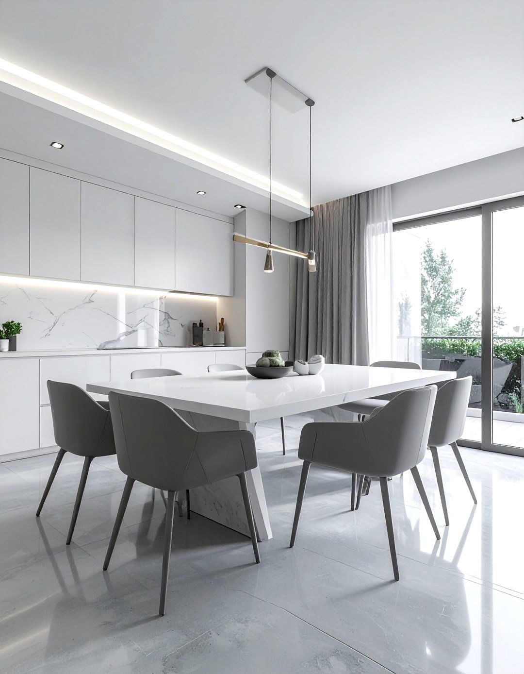 Minimalist Grey and White Dining Room - 30 grey and white dining room ideas