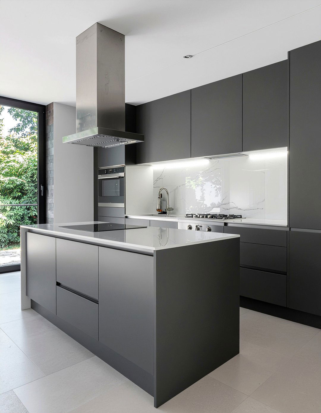 Minimalist Handleless Dark Gray Kitchen - 30 dark gray kitchen ideas