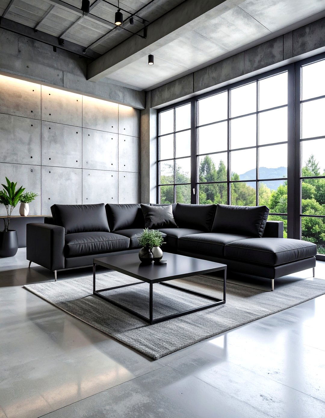 Minimalist Industrial Black Living Room - 30 industrial black living room ideas