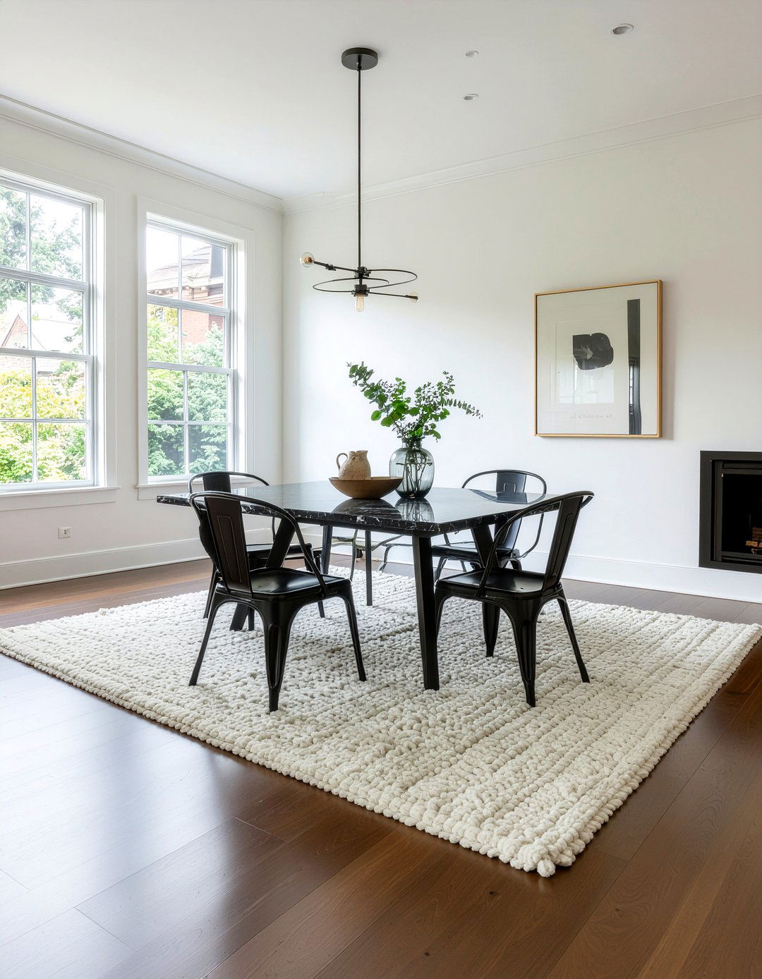 Minimalist Ivory Rug Dining Room - 30 neutral rug dining room ideas
