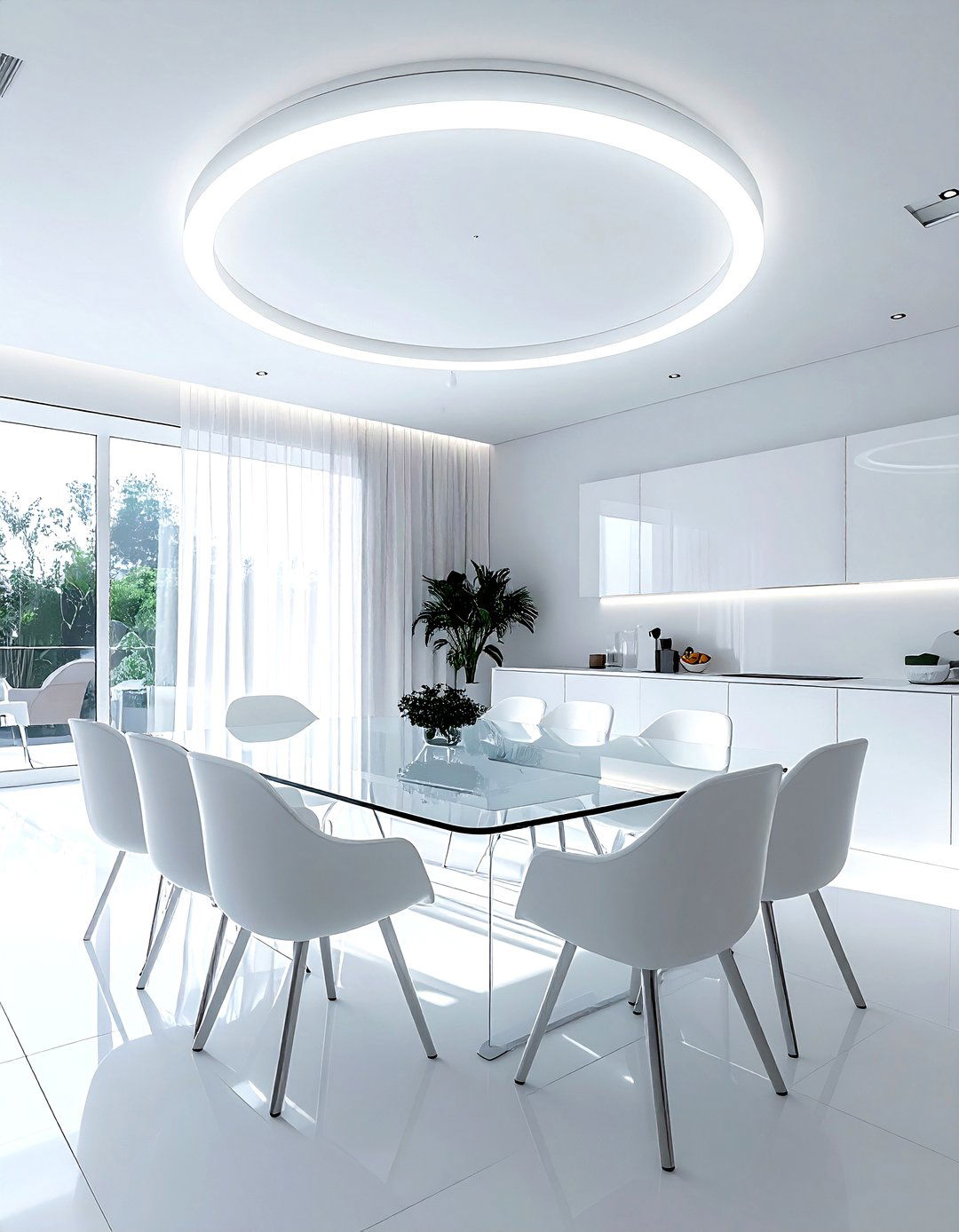 Minimalist LED Ring - 30 low hanging pendant dining room ideas