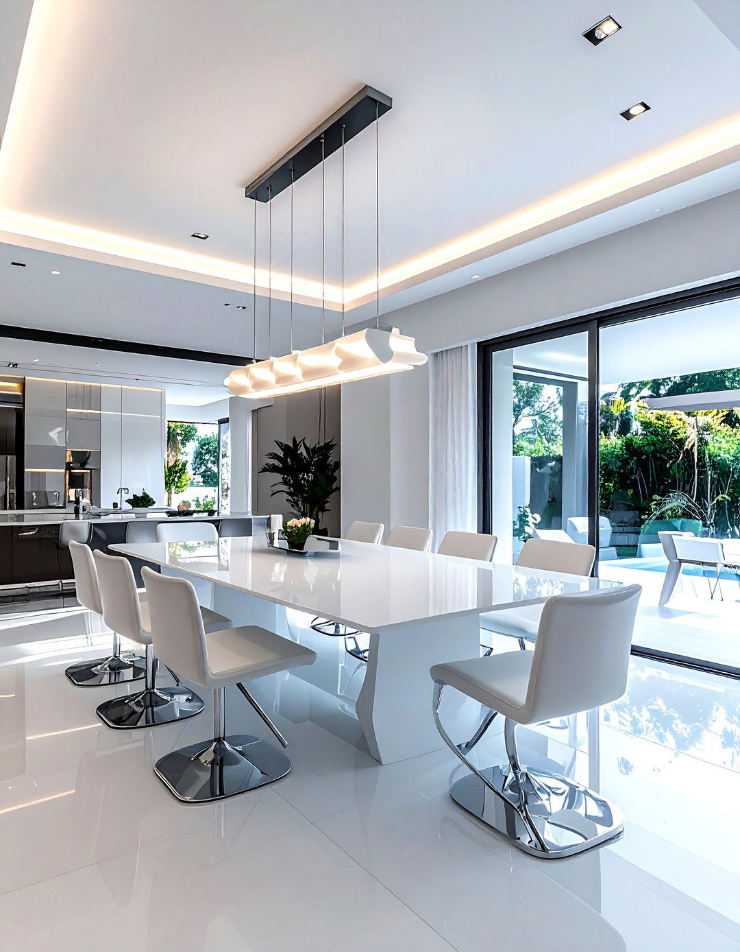 Minimalist LED bar - 30 pendant light dining room ideas