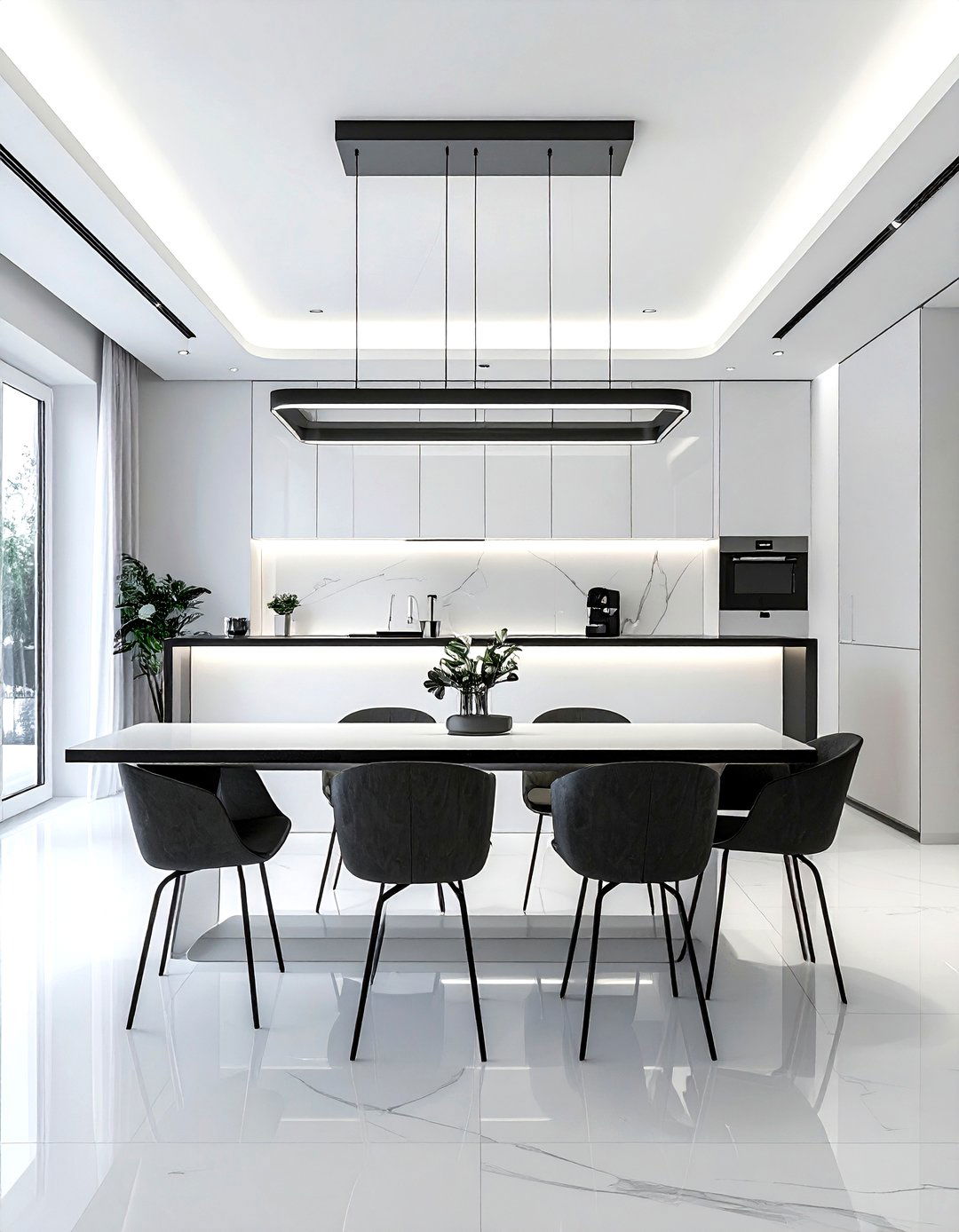 Minimalist LED bar light - 30 linear chandelier dining room ideas