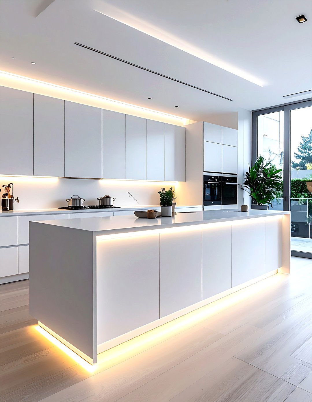 Minimalist LED light bars - 30 kitchen LED lighting ideas