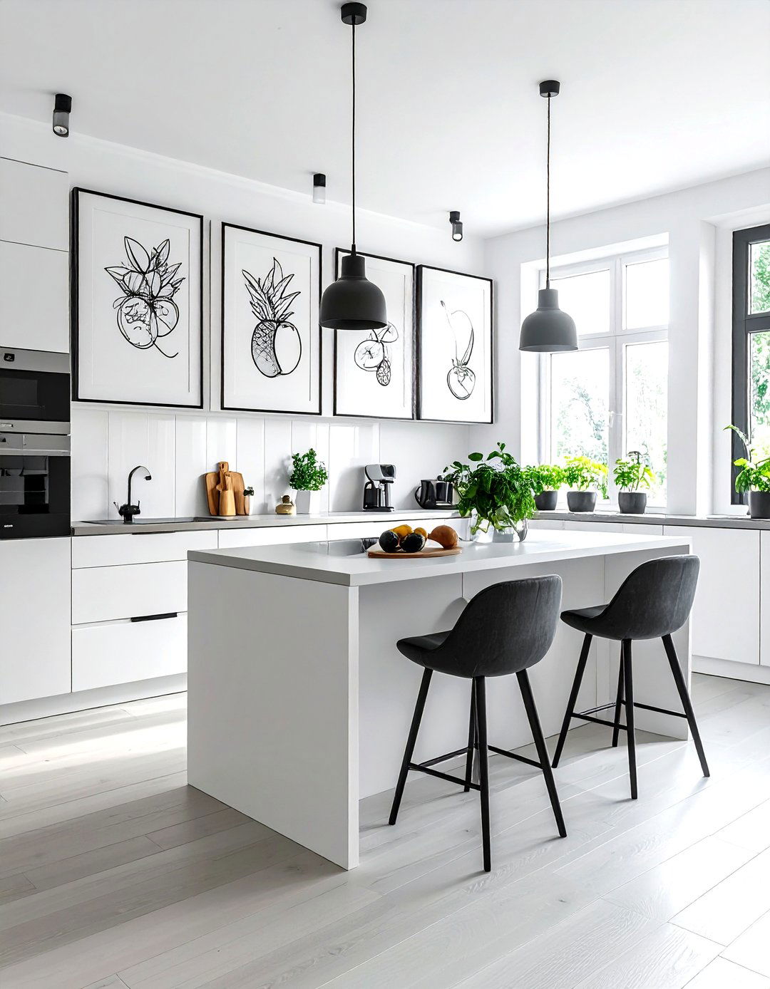 Minimalist Line Art - 30 kitchen wall decor ideas