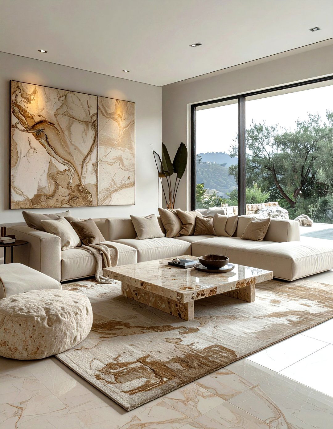 Minimalist Living Room With Stone Elements - 30 scandinavian beige living room ideas