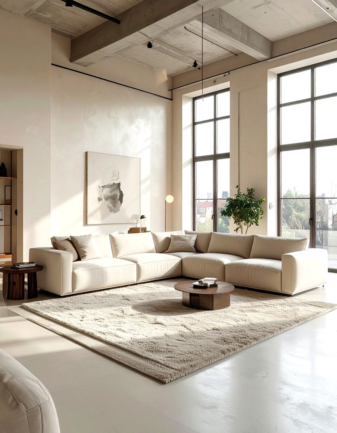 Minimalist Loft Living Room - 30 minimalist beige living room ideas