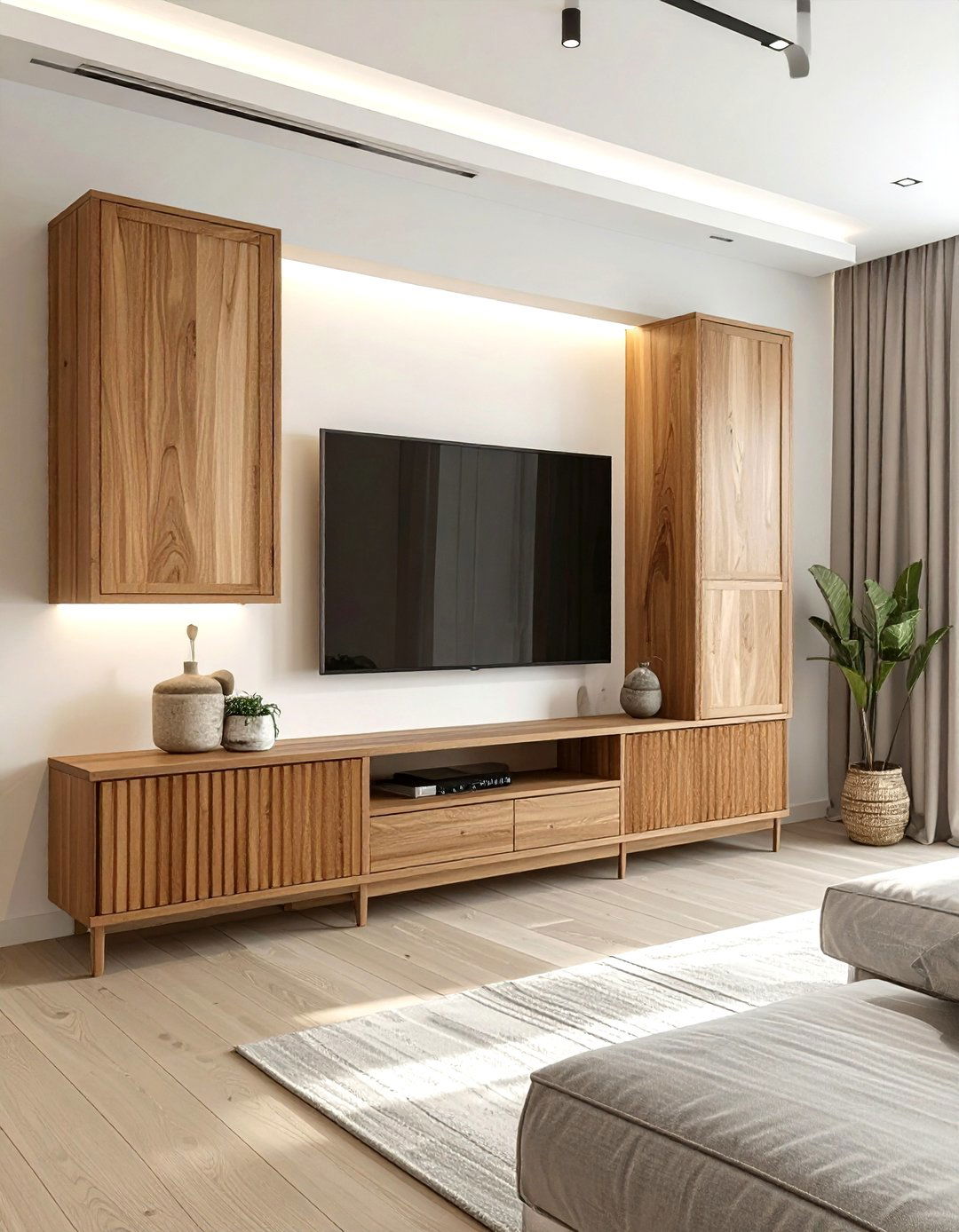 Minimalist Media Console - 30 living room cabinet storage ideas