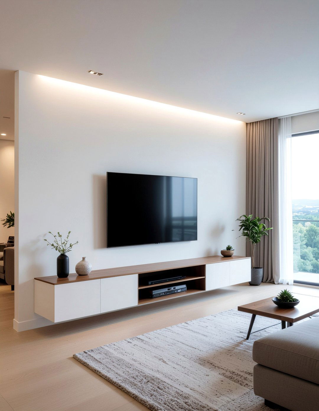 Minimalist Media Wall - 30 living room media wall ideas