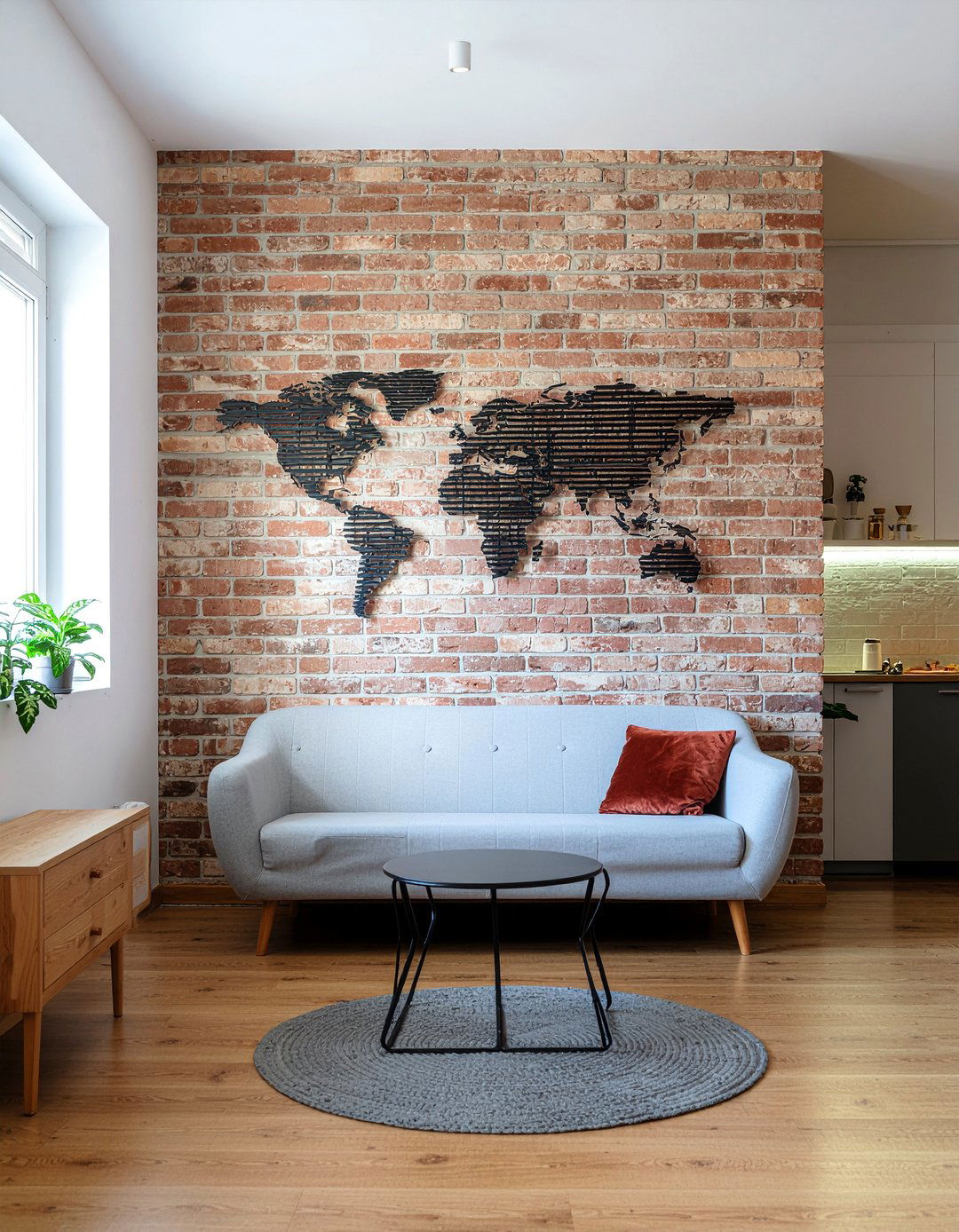 Minimalist Metal World Map - 30 world map living room ideas