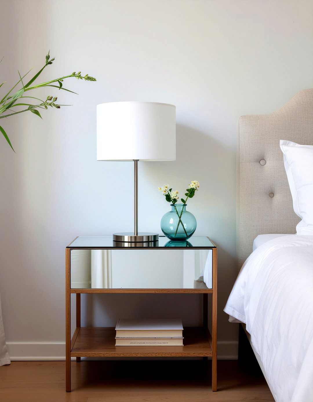 Minimalist Mirrored Nightstand - 30 bedroom mirrored nightstands
