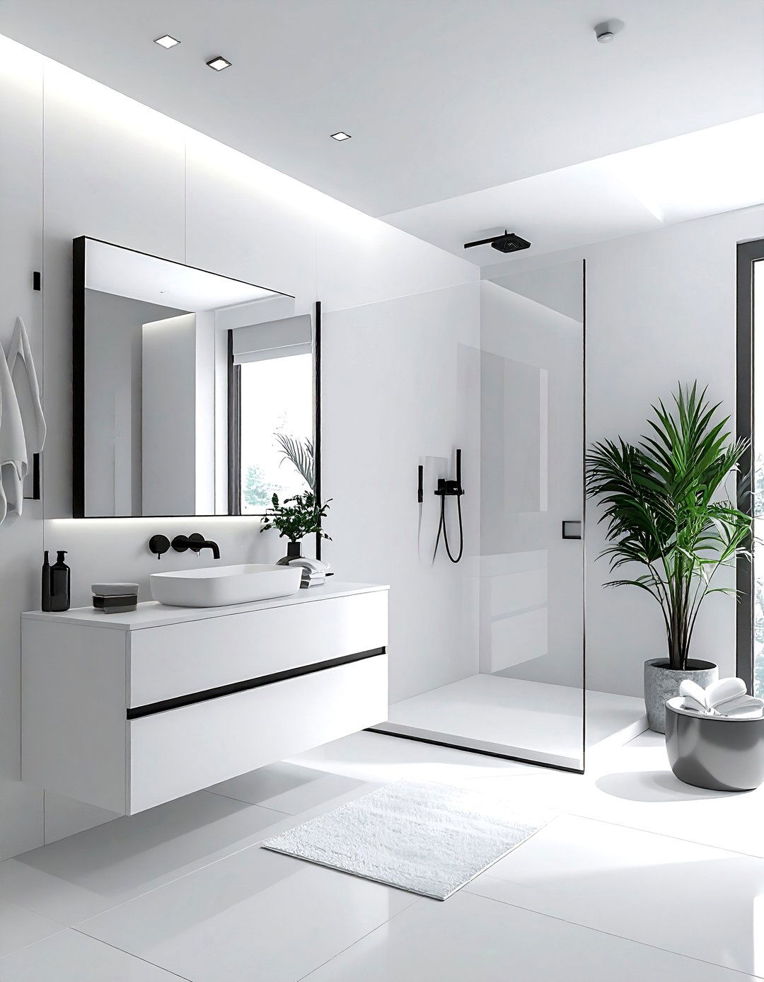 Minimalist Monochrome Bathroom - 30 white and black bathroom ideas