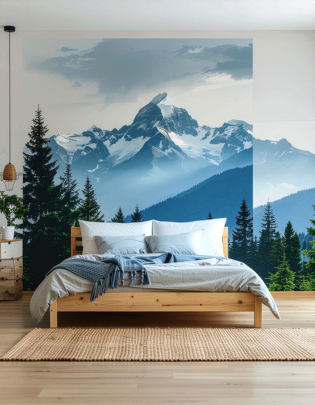 Minimalist Mountain Mural - 30 bedroom minimalist wallpapers