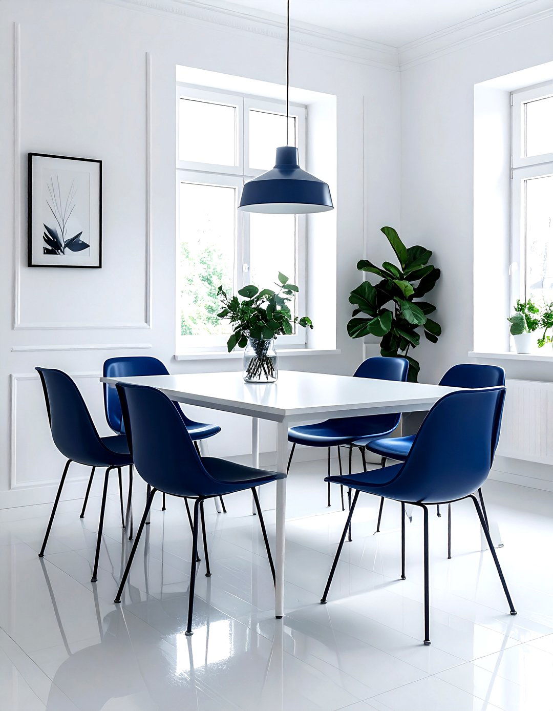 Minimalist Navy And White - 30 navy and white dining room ideas