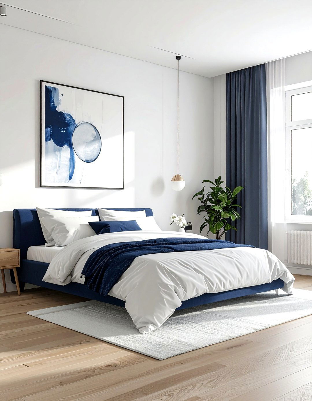 Minimalist Navy Bedroom - 30 scandinavian navy bedroom ideas