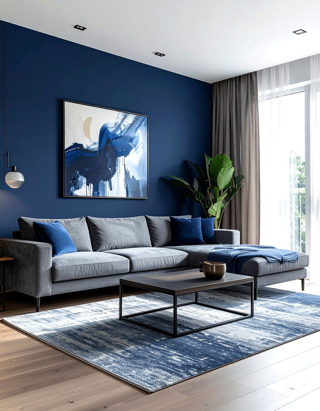 Minimalist Navy Blue Living Room - 30 dark navy living room ideas