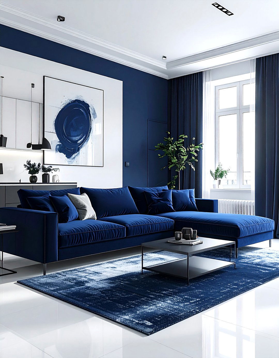 Minimalist Navy Living Room - 30 navy living room design ideas