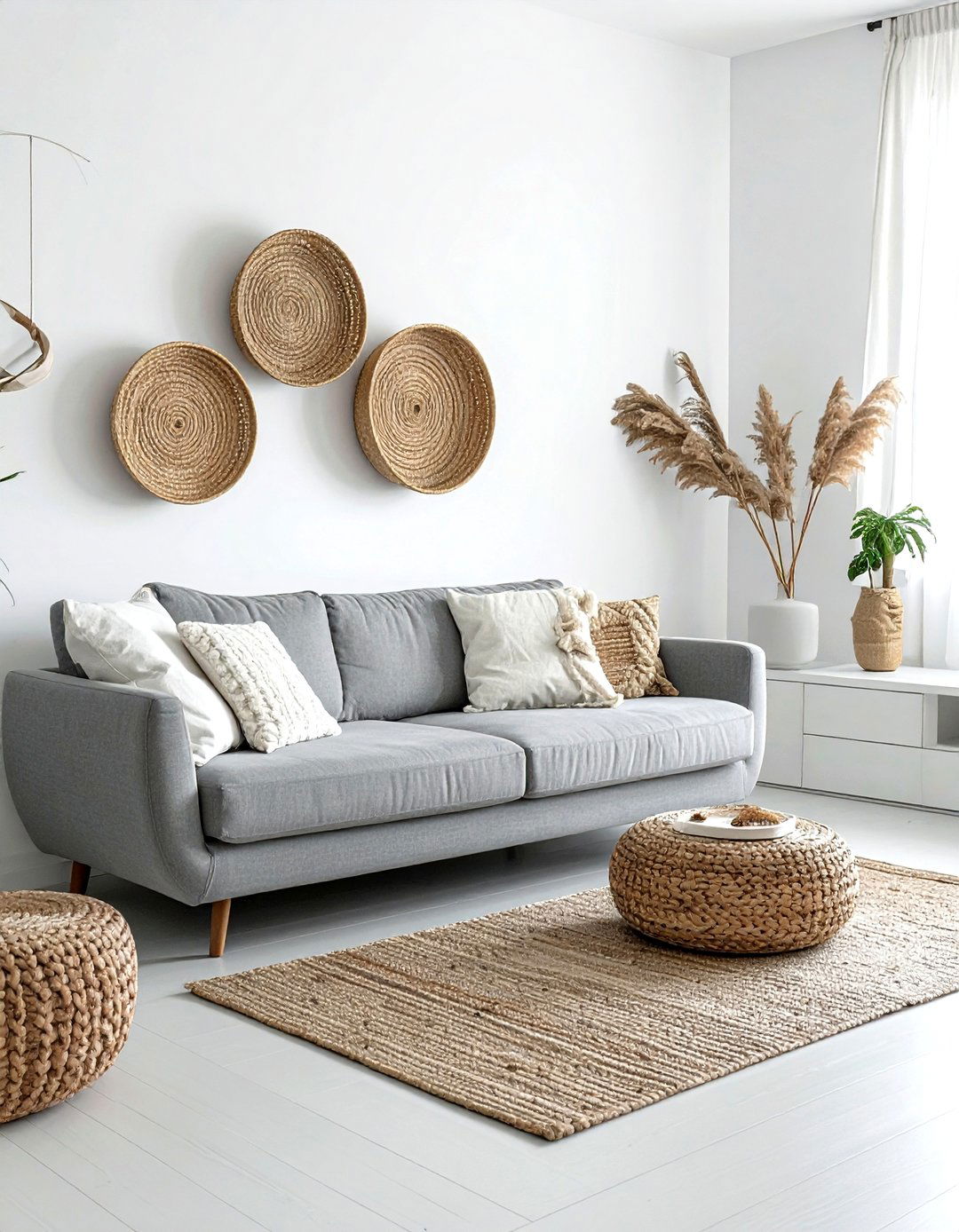 Minimalist Neutral Wall Baskets - 30 basket wall decor ideas